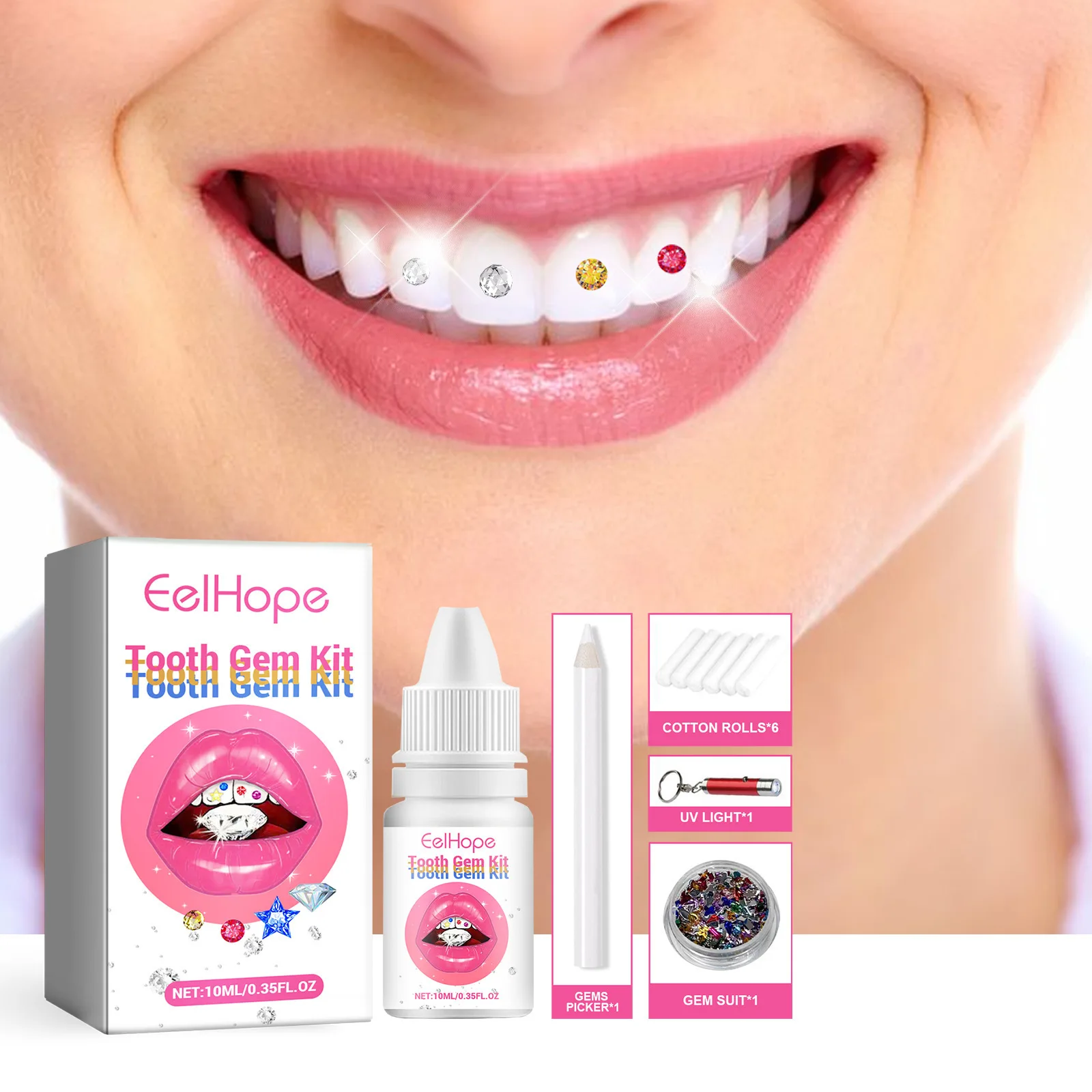 Tooth Gem Kit - Zestaw do zdobienia zębów DIY Przezroczyste