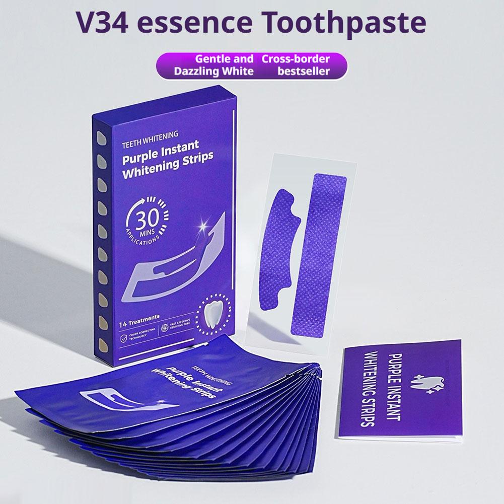 Teeth Whitening Kit At Home - 14/28/42 szt. V34 Fioletowe Paski do